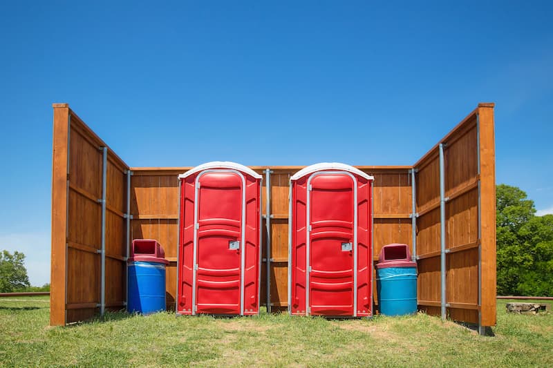 Short-term porta potty units staged for delivery in Columbia, South Carolina